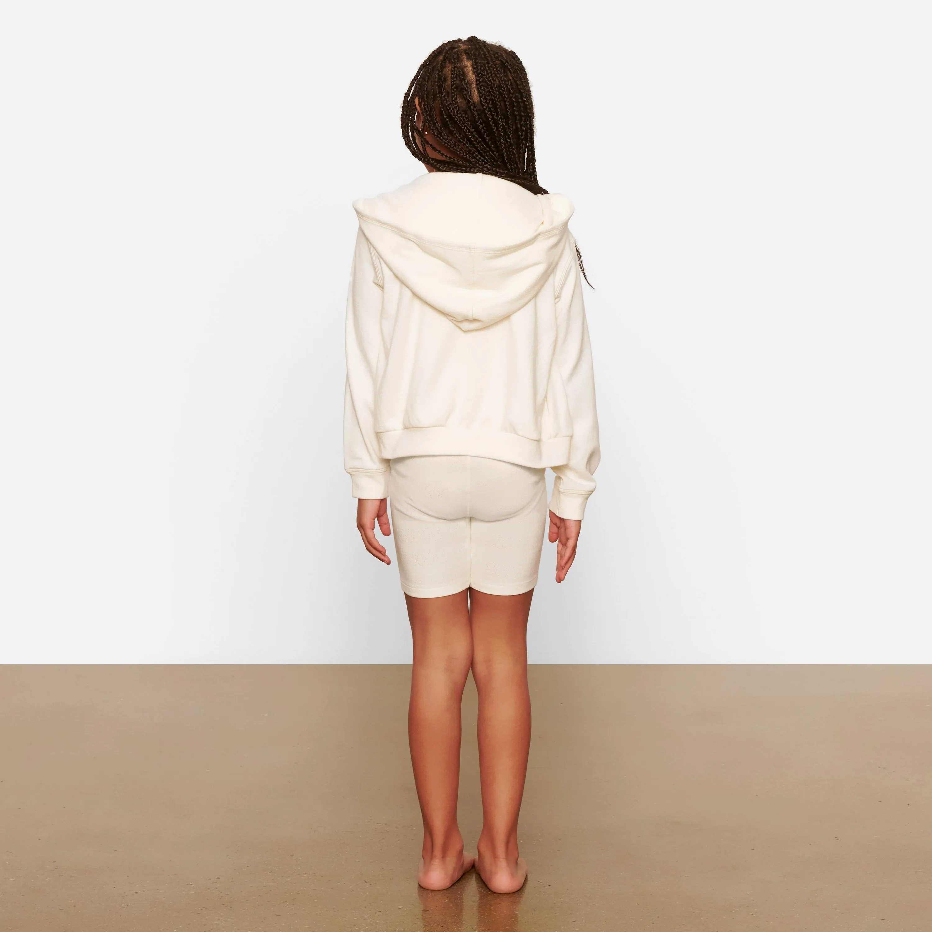 KIDS LOGO POINTELLE ZIP HOODIE | BONE